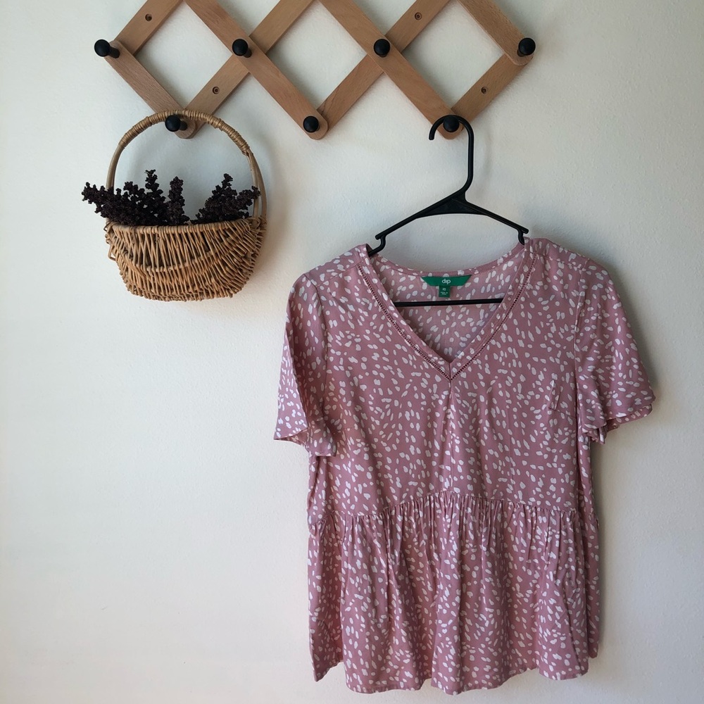 NWOT Dip Brand Pink Dot Blouse